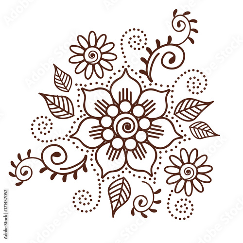 Brown Henna Flower Pattern Spiritual Illustration 1 photo