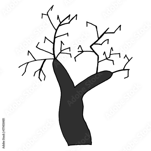 Hand Drawn Halloween Set. Dead tree.