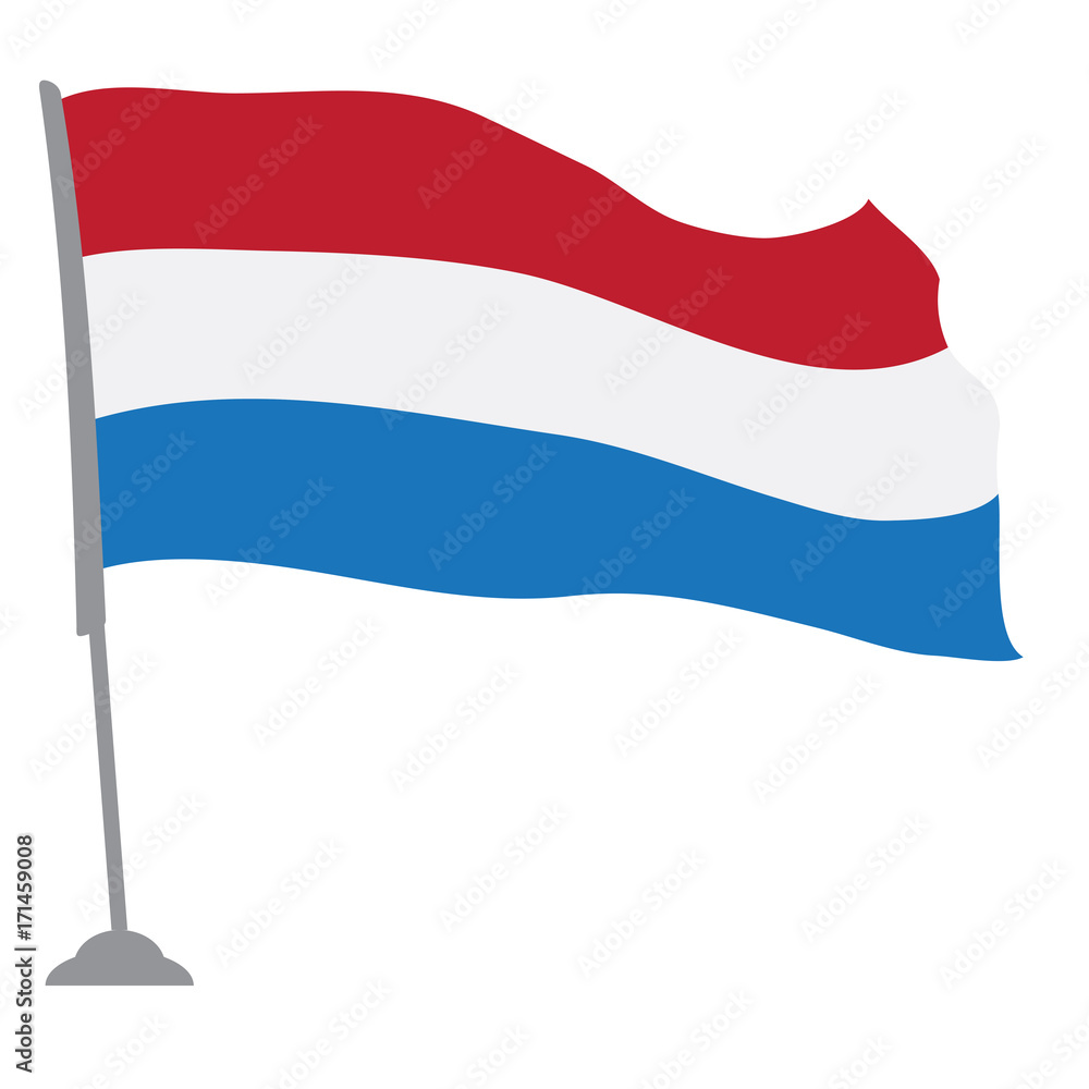 Isolated flag of the Netherlands on a pole, Vector illustration Isolated flag of the Netherlands on a pole, Vector illustration