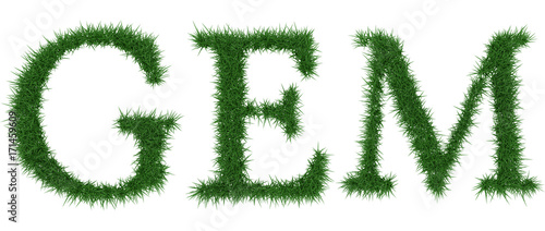 Gem - 3D rendering fresh Grass letters isolated on whhite background.