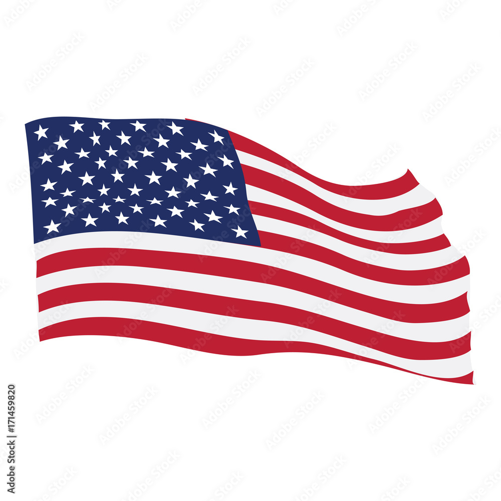 Fototapeta premium Isolated flag of the United States on a white background, Vector illustration