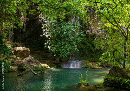 Scenic waterfall in the beautiful green forest. Turkey