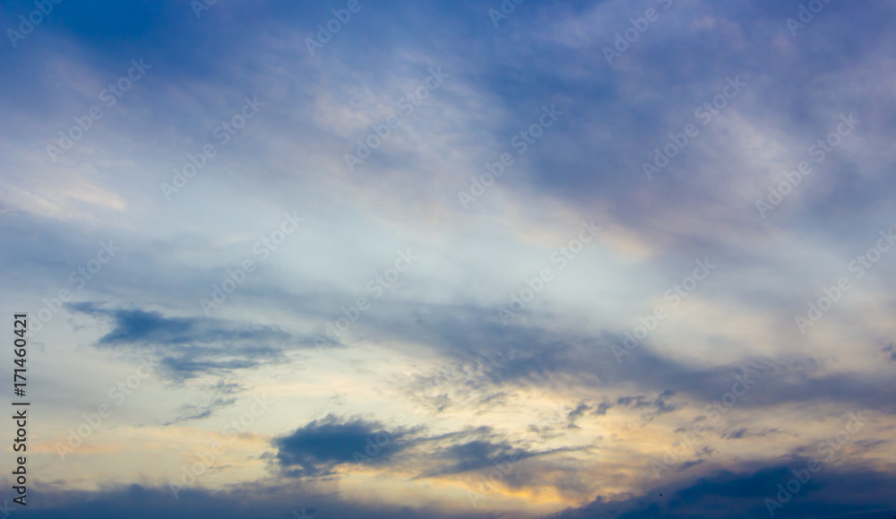 Evening sky with feathered clouds
