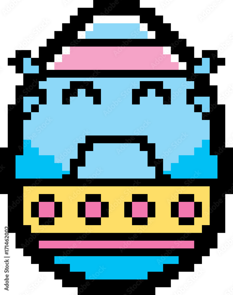 Obraz premium Crying 8-Bit Cartoon Easter Egg