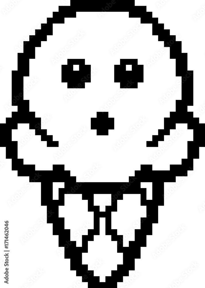 Obraz premium Surprised 8-Bit Cartoon Ice Cream