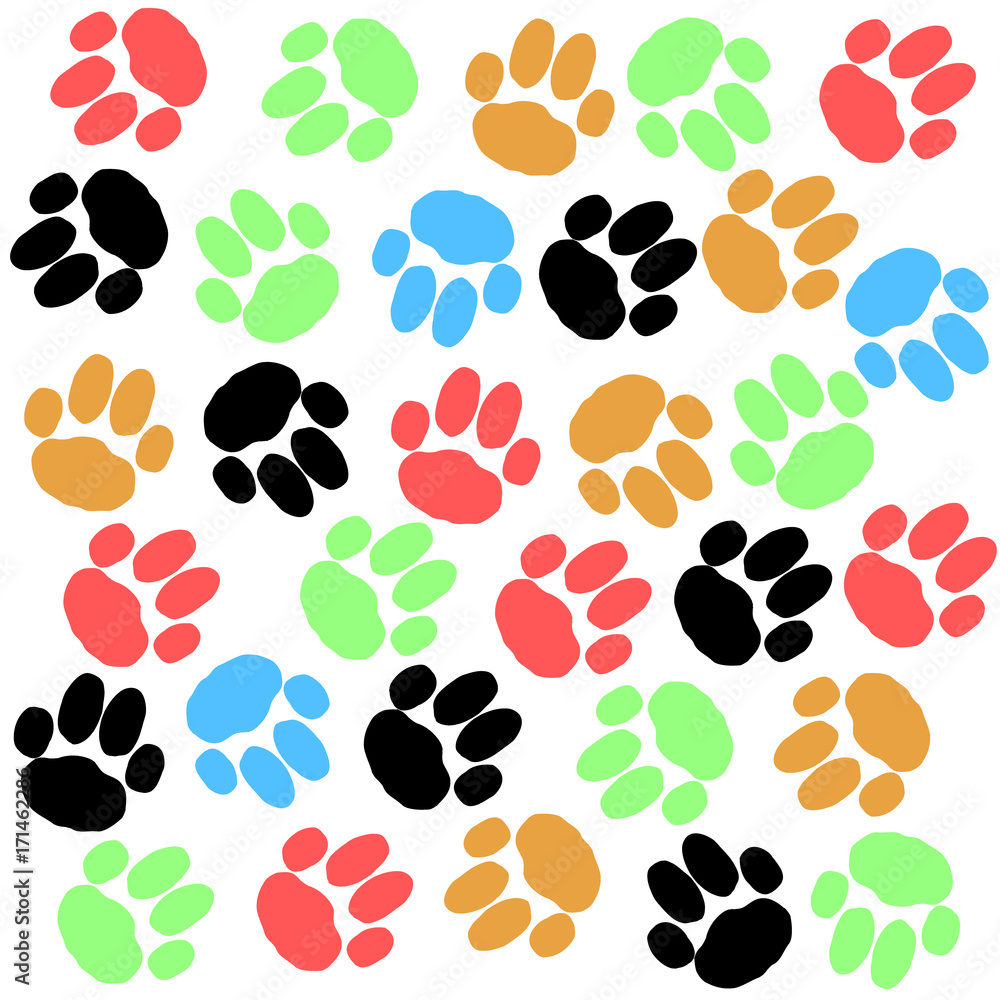 Color dog paws isolated on white background Color dog paws isolated on white background