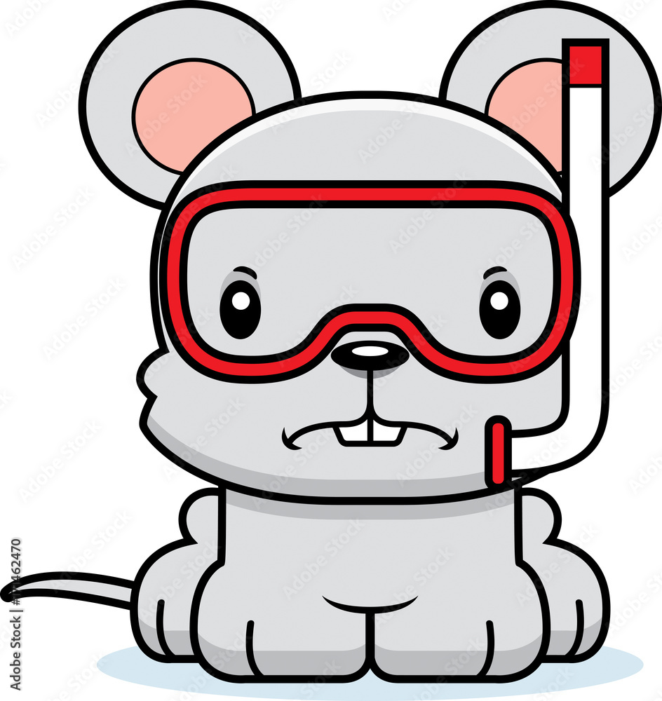 Fototapeta premium Cartoon Angry Snorkeler Mouse