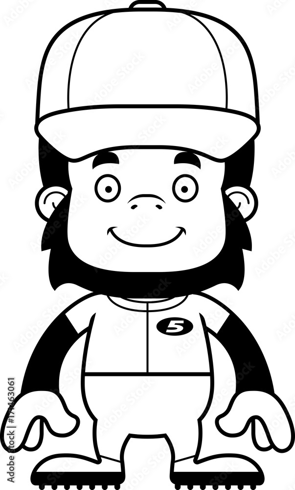 Cartoon Smiling Baseball Player Gorilla