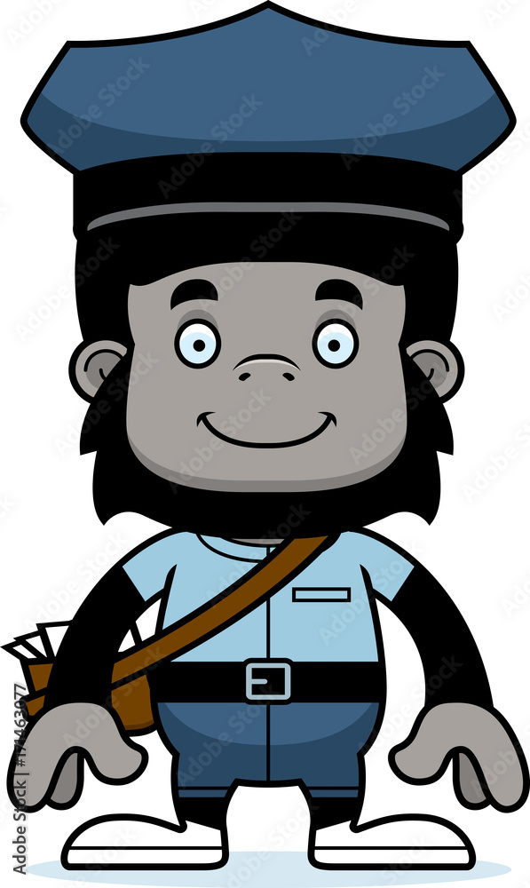 Cartoon Smiling Mail Carrier Gorilla