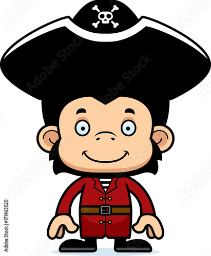 Cartoon Smiling Pirate Chimpanzee