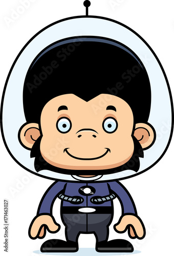 Cartoon Smiling Spaceman Chimpanzee