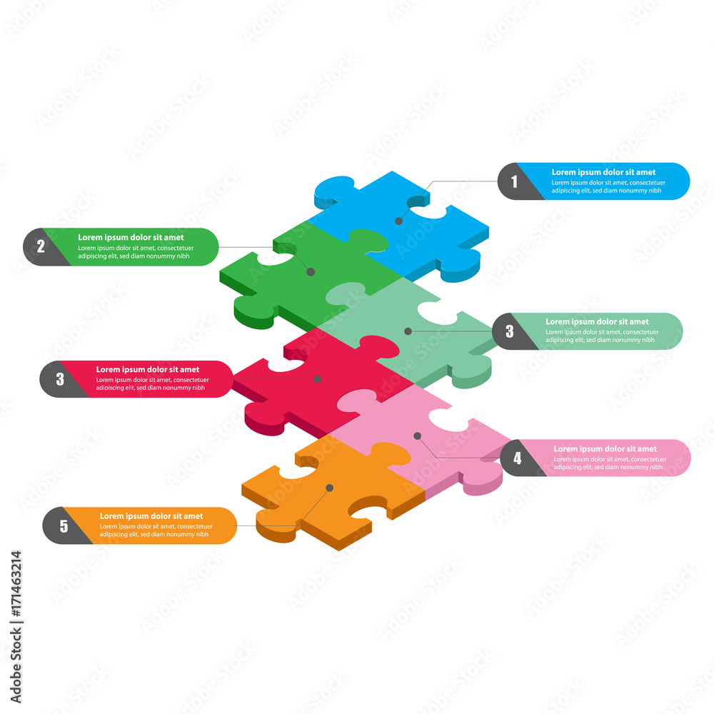 Puzzle piece infographics business concept vector Puzzle piece infographics business concept vector