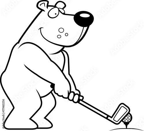 Cartoon Bear Golfing