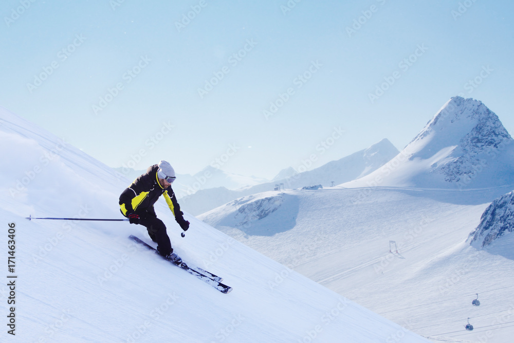 Skier in high mountains Skier in high mountains