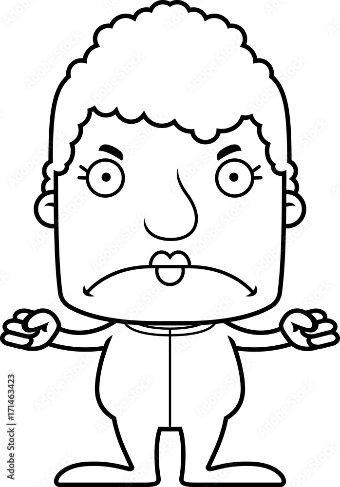 Cartoon Angry Woman In Pajamas