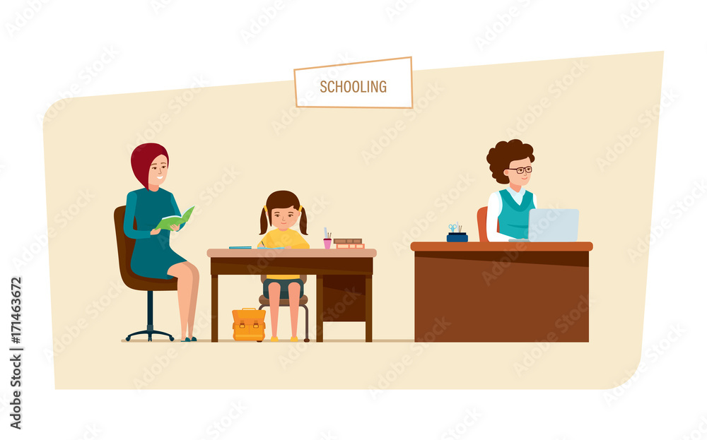 Modern education in school. Lesson at home and in classroom. Modern education in school. Lesson at home and in classroom.
