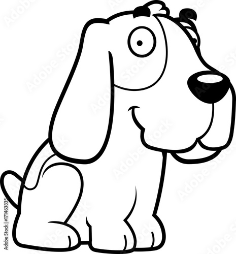 Cartoon Basset Hound Sitting