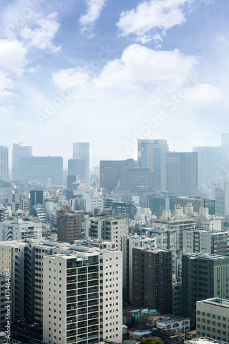 Cityscapes of tokyo in Fog after rain in winter season  Skyline of Bunkyo ward  Tokyo  Japan
