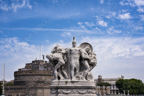 Statues on Vittorio Emanule Bridge on the Tevere, Rome