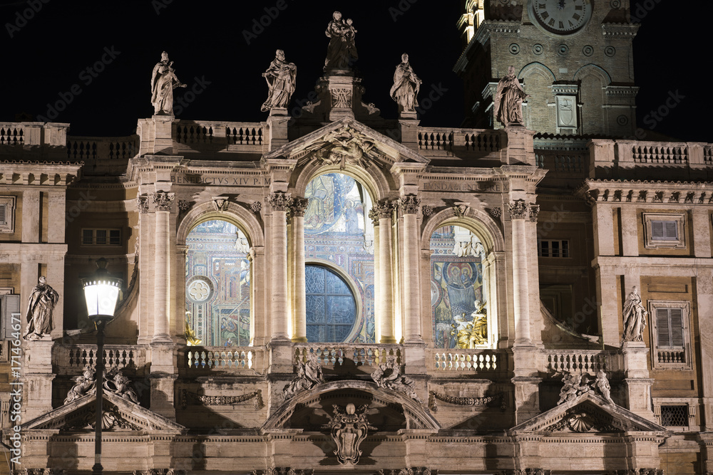 Beautiful and famous Basilica of Santa Maria Maggiore in Rome, Italy