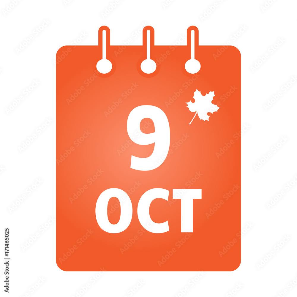 October 9 st calendar colored icon. Thanksgiving (Canada). Vector illustration October 9 st calendar colored icon. Thanksgiving (Canada). Vector illustration
