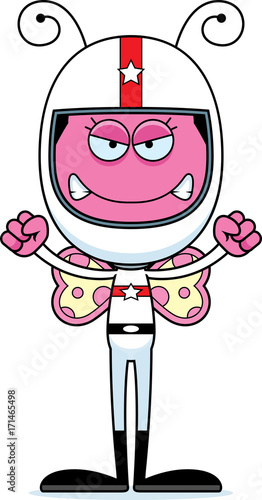 Cartoon Angry Race Car Driver Butterfly