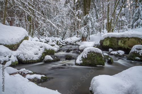 small river with snow in the winter