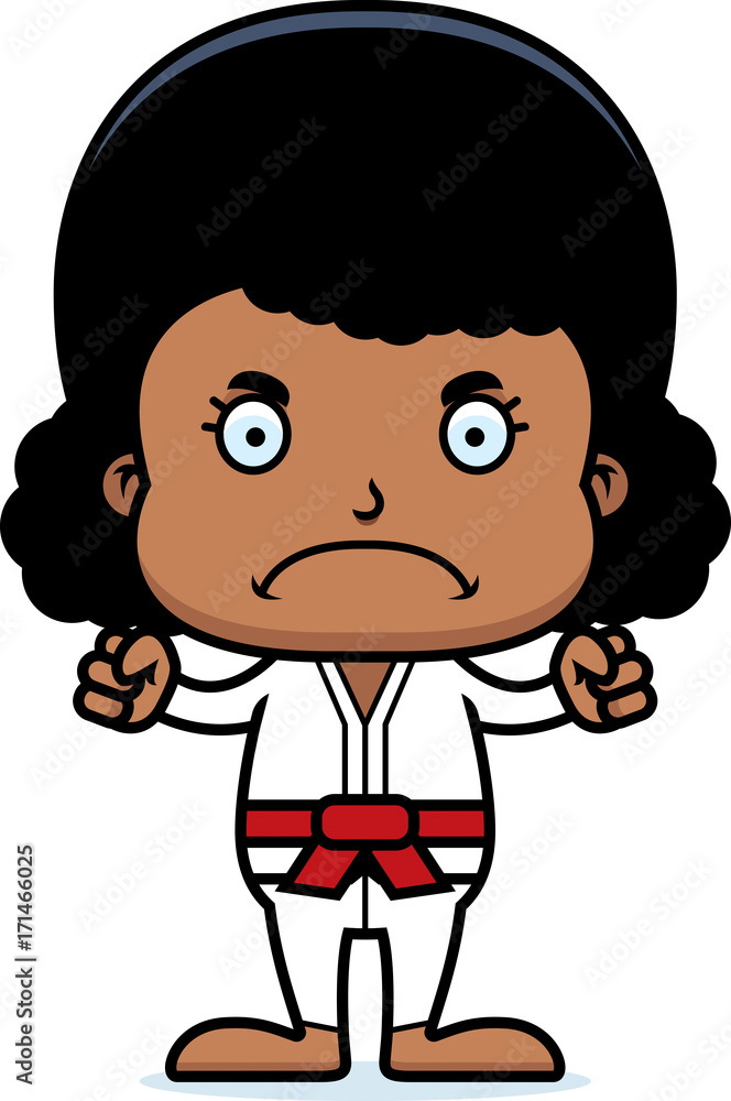 Cartoon Angry Karate Girl