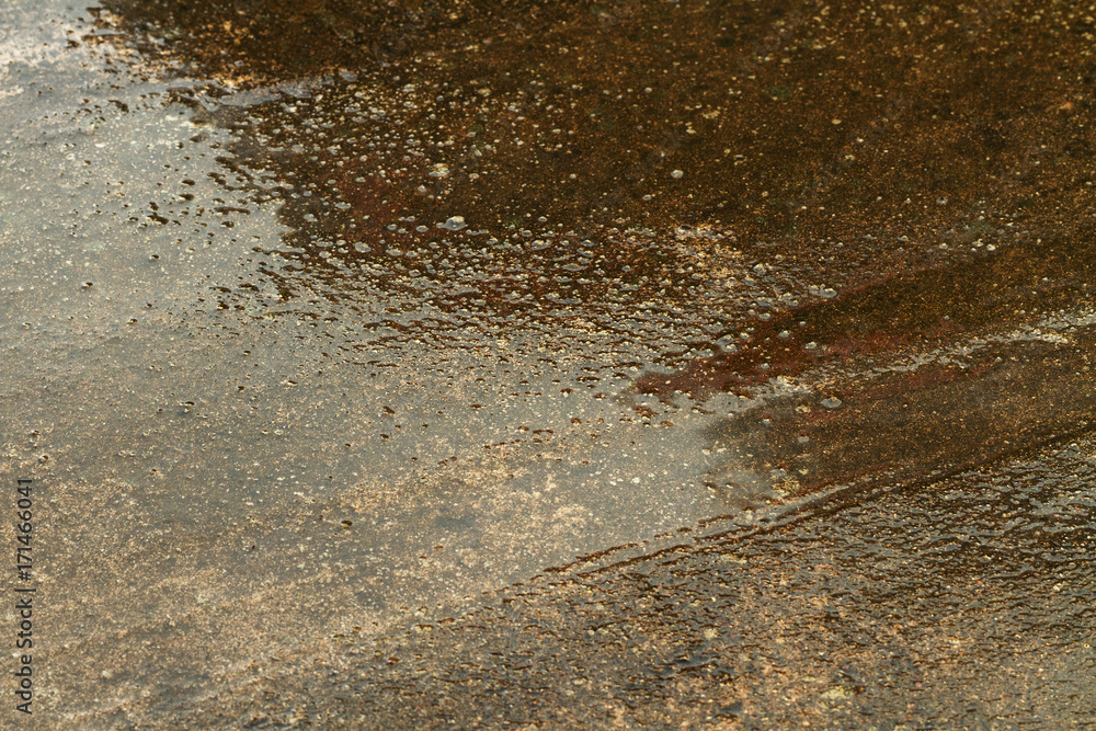 Wet sidewalk background.