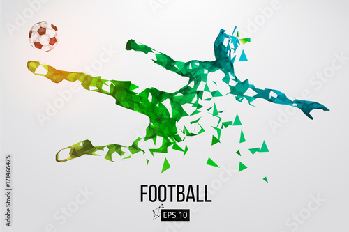 silhouette of a football player from particles