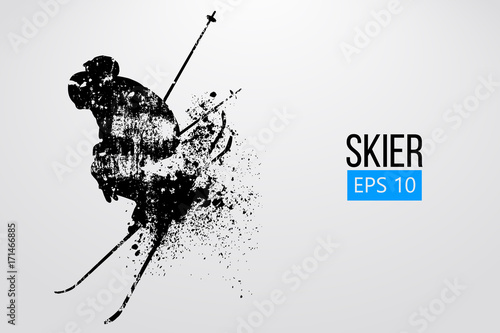 Silhouette of skier jumping isolated. Vector illustration