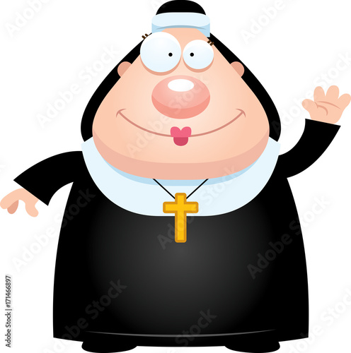 Cartoon Nun Waving