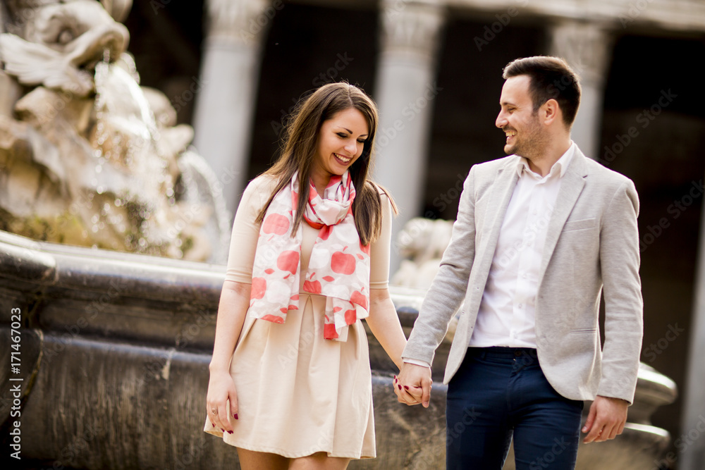 Loving couple in Rome, Italy