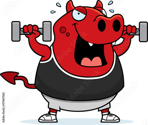 Cartoon Devil Dumbbells