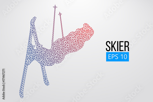 Silhouette of skier jumping isolated. Vector illustration