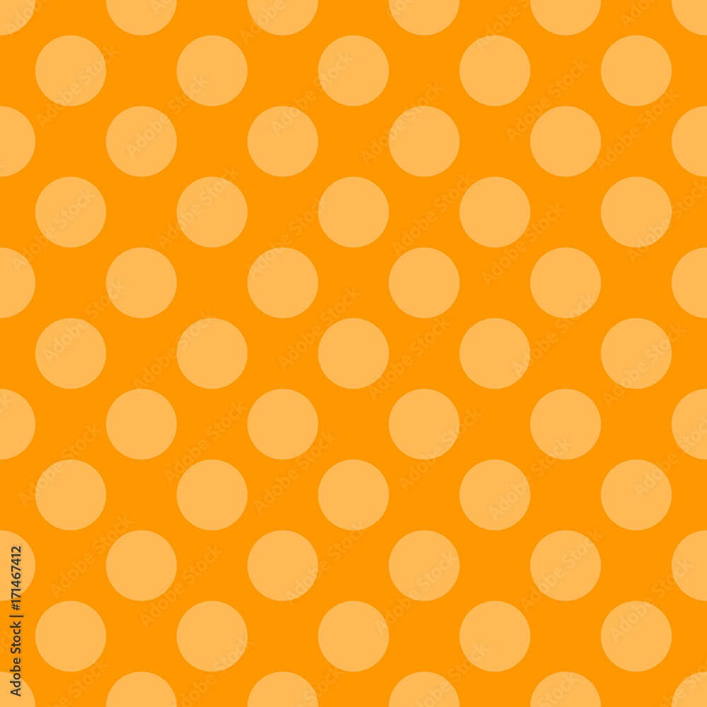 Orange retro background with polka dots. Seamless pattern. Vector illustration.