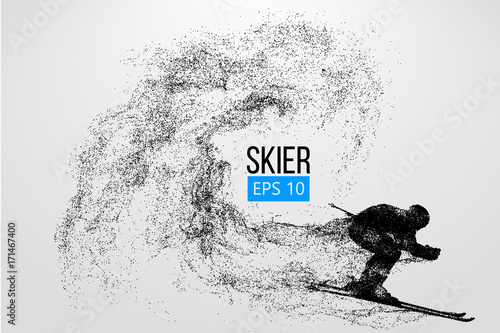 Silhouette of skier isolated. Vector illustration