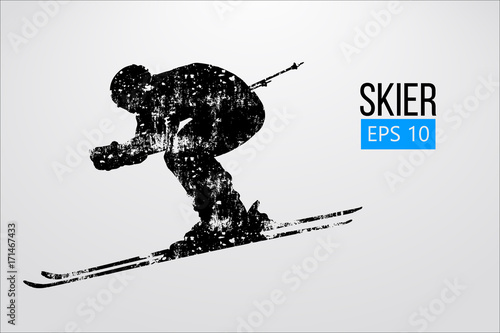 Silhouette of skier isolated. Vector illustration