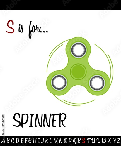 Illustrated vocabulary worksheet card with cartoon spinner