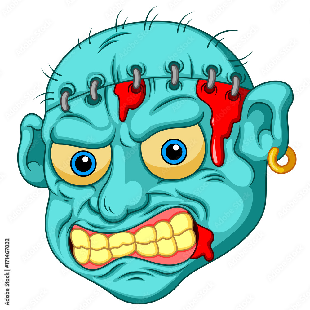 Obraz premium Zombie head cartoon
