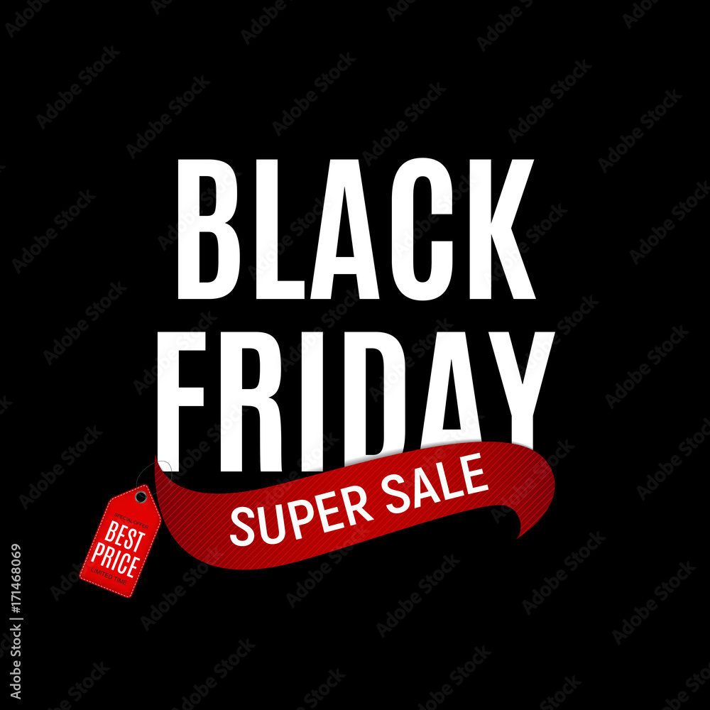 Obraz premium Black Friday Sale Inscription Banner Design Template. Vector illustration