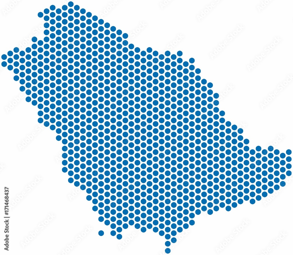 Blue circle shape Saudi Arabia map on white background. Vector illustration.