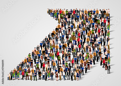 Crowded people vector arrow symbol photo
