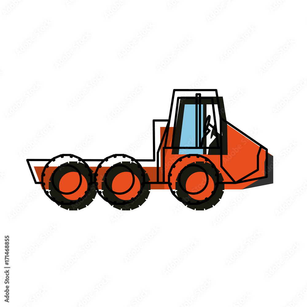 Fototapeta premium construction truck icon over white background vector illustration