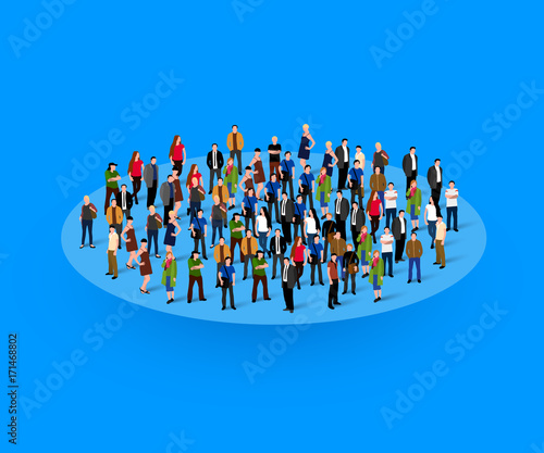 Big people crowd in circle. Society concept.