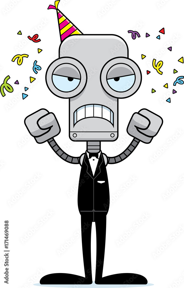 Cartoon Angry Party Robot