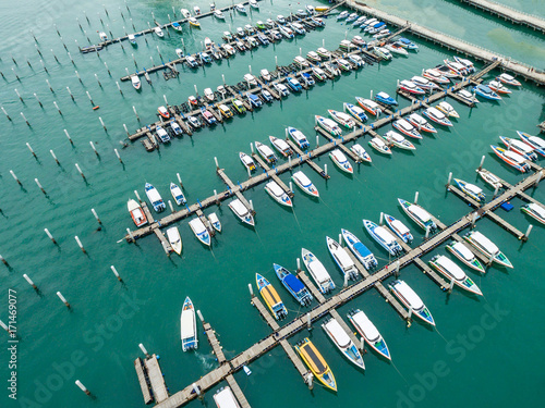 Topview Marine station Luxury yachts and private boats seaport in Marine station complex , Pattaya province Thailand photo