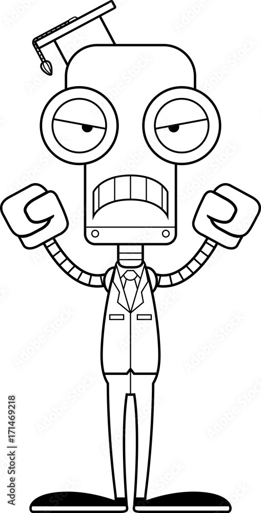 Cartoon Angry Teacher Robot Stock Vector | Adobe Stock