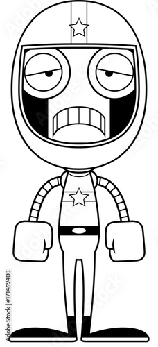 Cartoon Sad Race Car Driver Robot