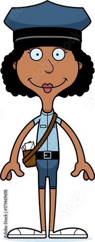 Cartoon Smiling Mail Carrier Woman